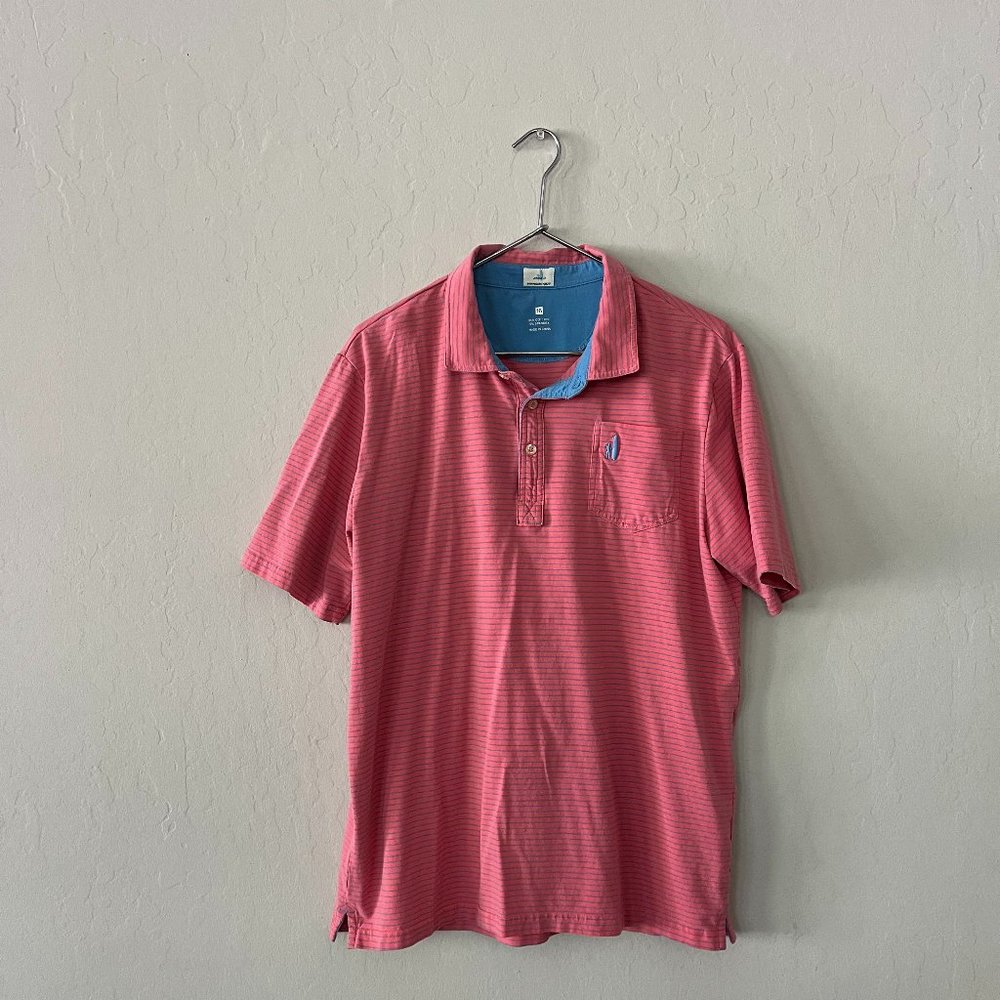 Johnnie-O Hanging Out Polo, Size Boys 16, Flamingo Pink Stripe